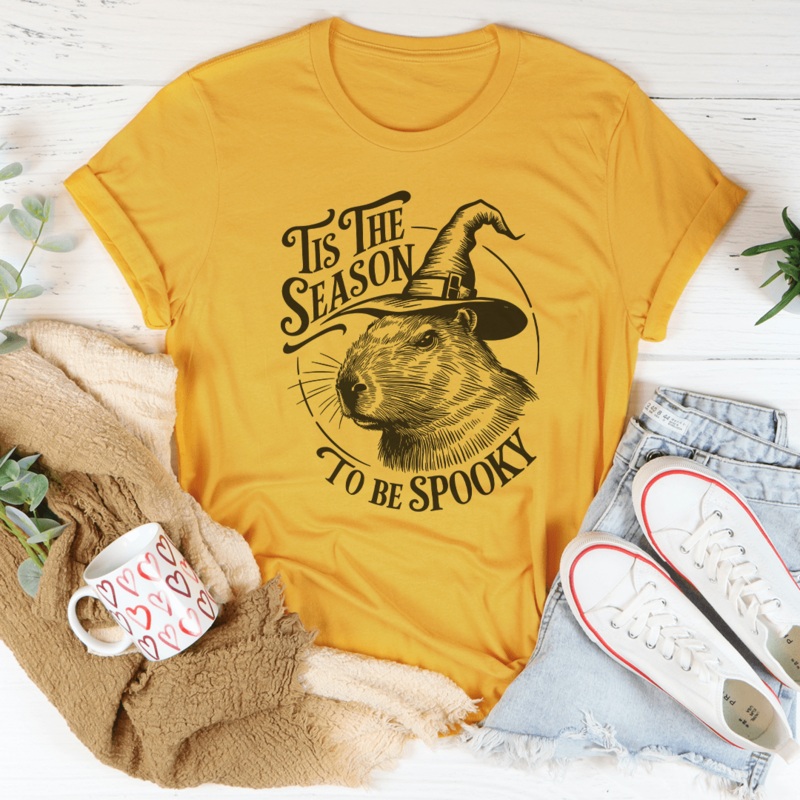 Tis The Season To Be Spooky Capybara Tee Mustard S