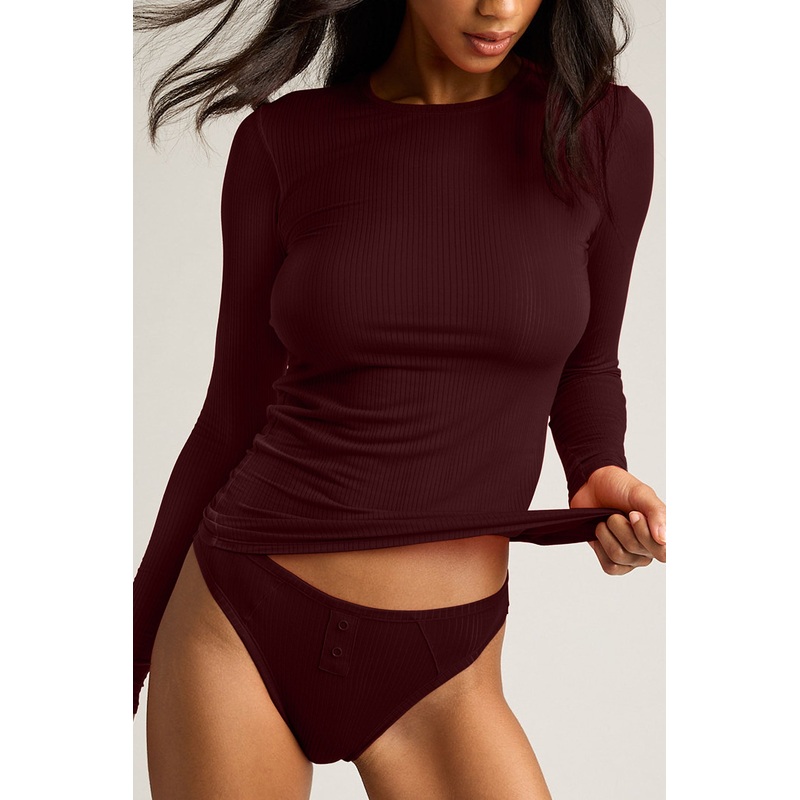 Whipped Long Sleeve in Garnet XS Garnet Single
