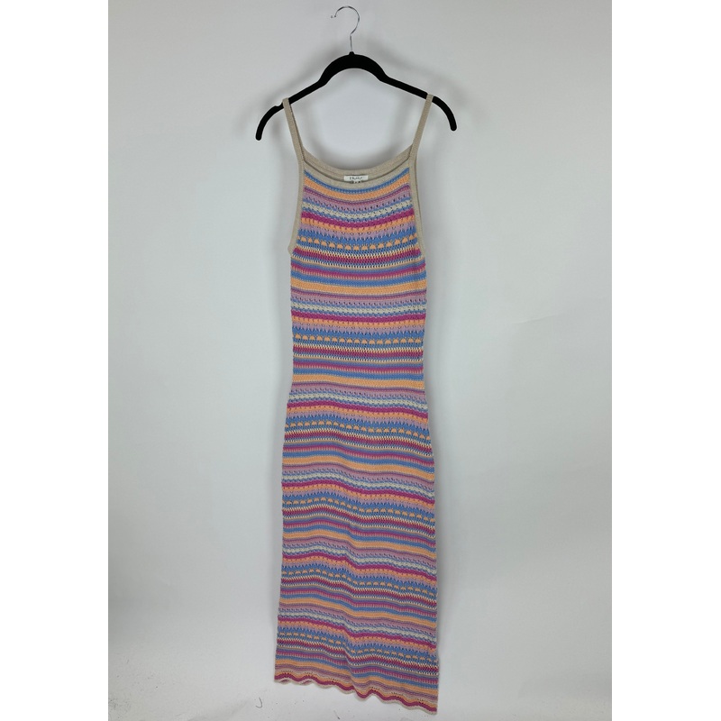 Colorful Crochet Striped Dress – Small