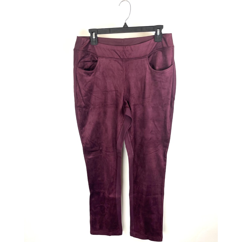 Dark Maroon Mixed Fabric Pants – Size 12