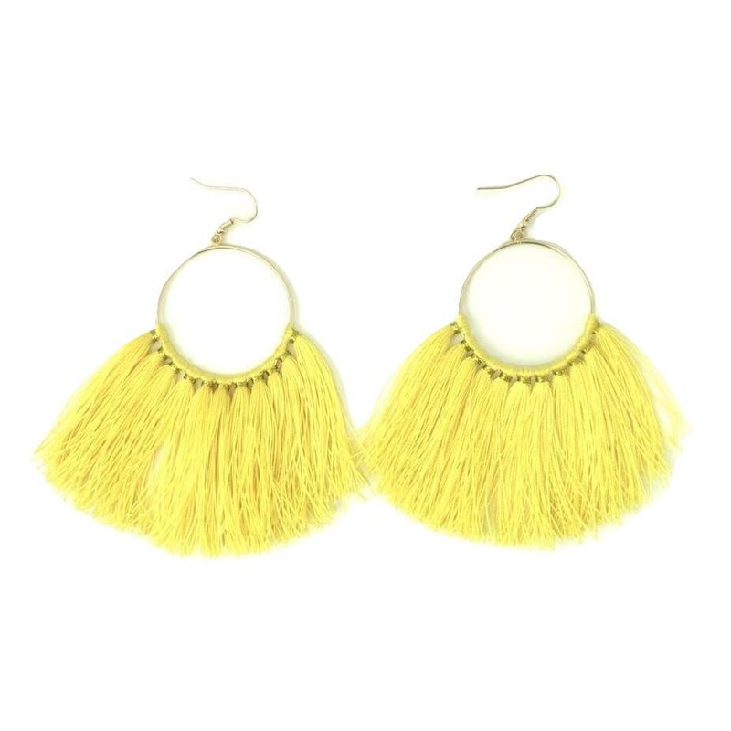 Gold Dangle Earring with Yellow Tassels