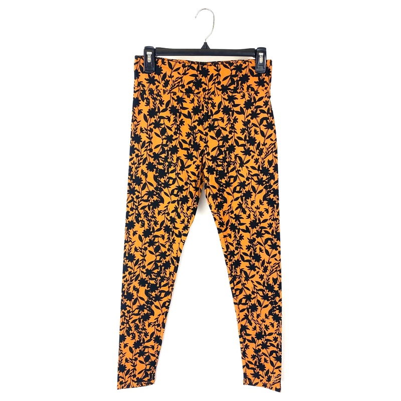 Orange Abstract Floral Leggings – Small
