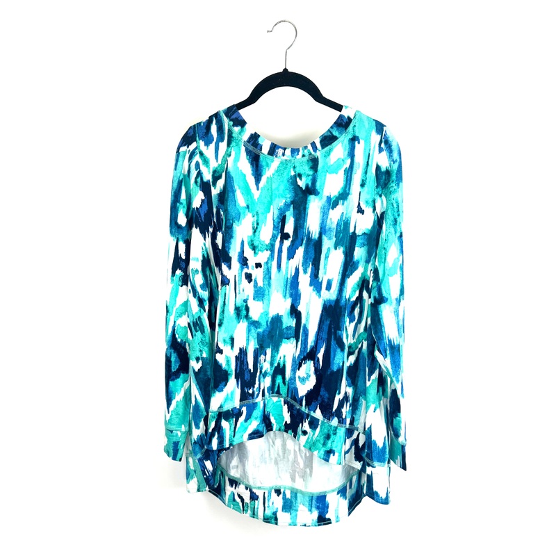 Turquoise And Teal Abstract Long Sleeve Top – Size 6/8
