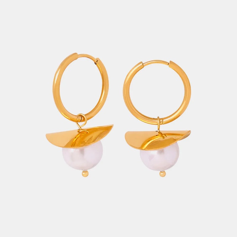 18K Gold-Plated Bead Dangle Earrings Gold One Size