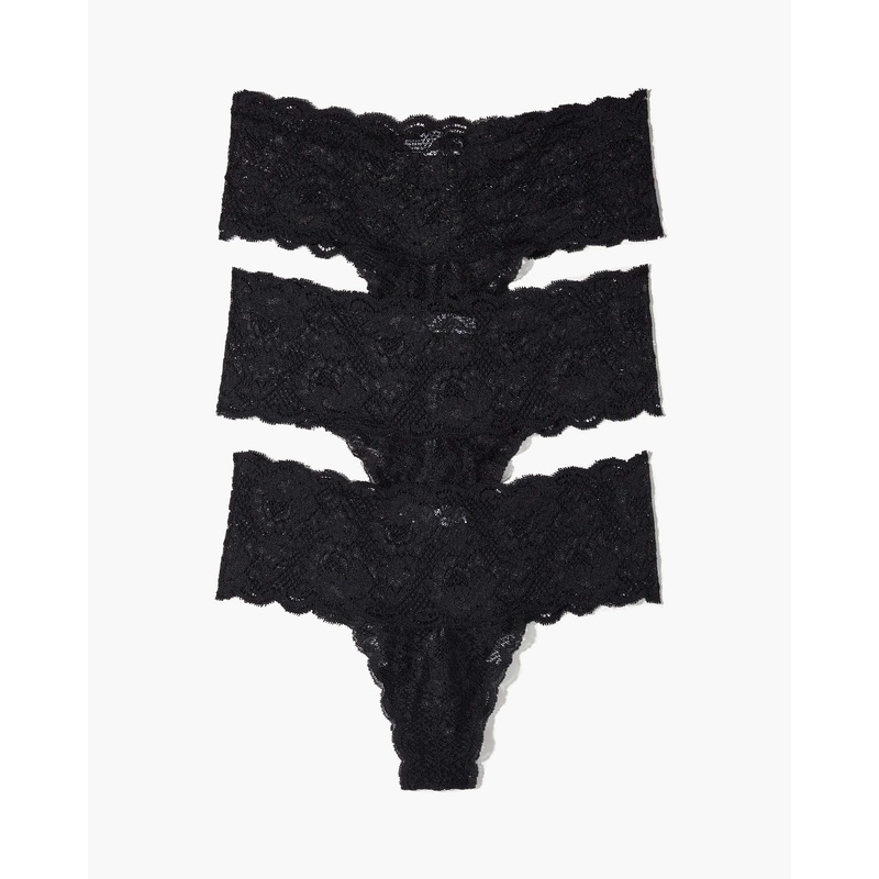 Comfie Thong 3 Pack Black S/M