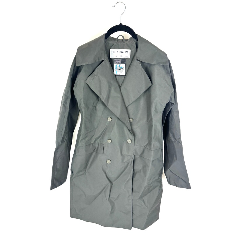 Dark Grey Button Down Raincoat – Size 2/4