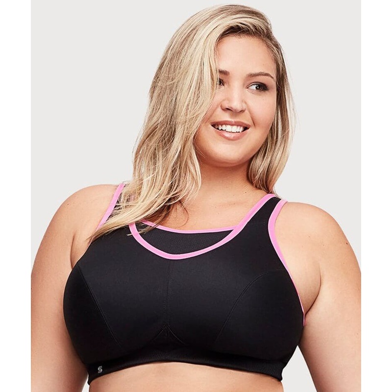 Glamorise No-Bounce Camisole Wire-free Sports Bra – Black/Pink 34C