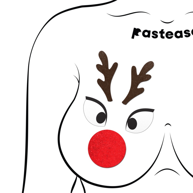 Reindeer Boob Kit Pasties: Rudolph Eyes Nose & Antler Nipple Cover by Pastease