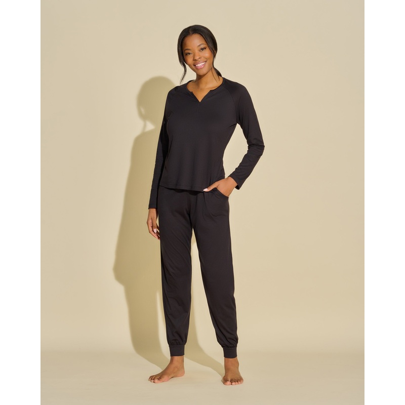 Completo Pantaloni Relax E Maglietta A Maniche Lunghe Nero XS