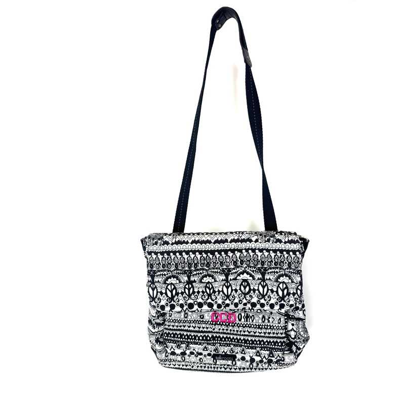 Black Abstract Print Convertible Backpack/Satchel with CCD Initials