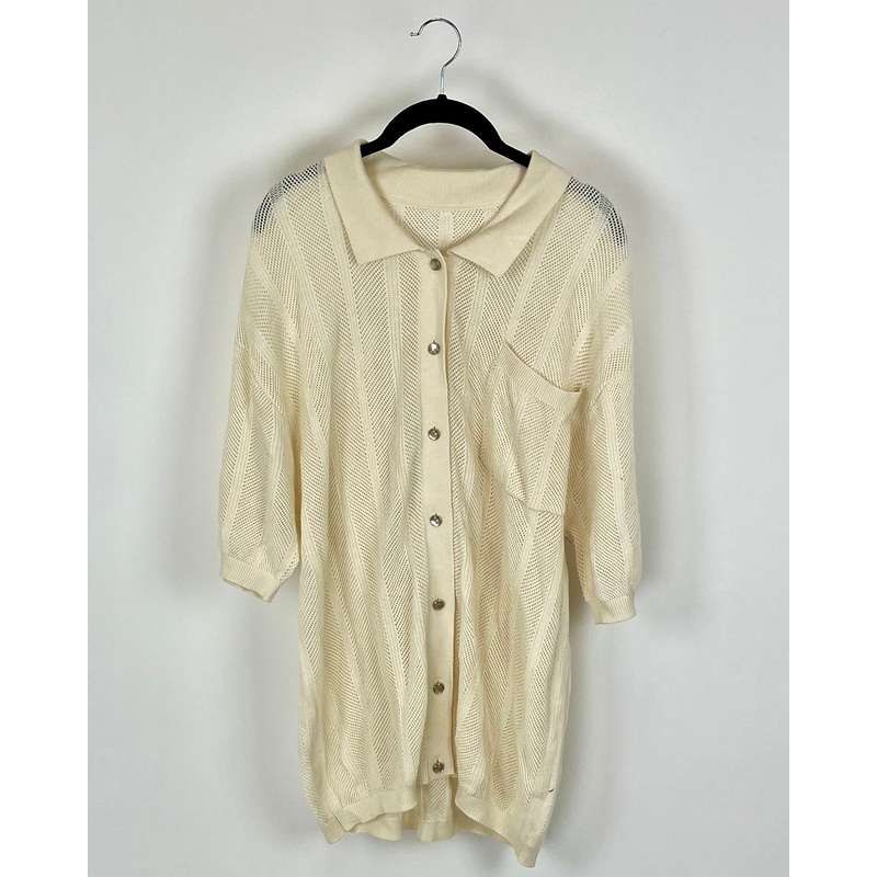 Cream Collared Knit Top – Size 14/16