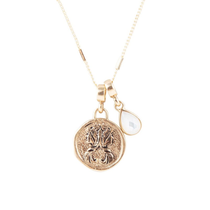 Gemini – Zodiac White Mother of Pearl Golden Charm Necklace