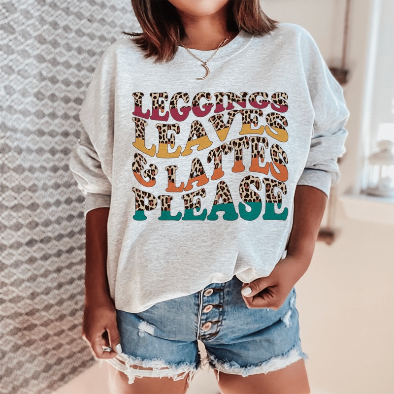 Leggings Leaves & Lattes Please Sweatshirt Sport Grey S