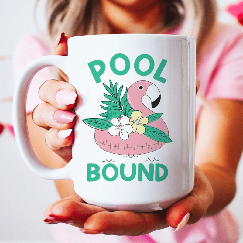 Pool Bound Ceramic Mug 15 oz White One Size