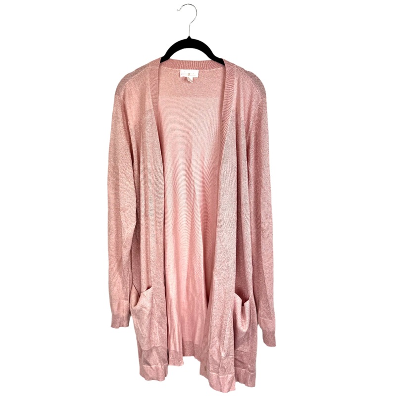 Rose Shimmer Open-Front Cardigan – Size 6/8