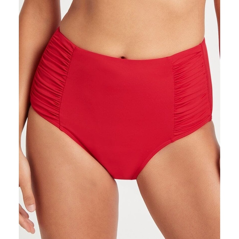 Sea Level Eco Essentials Gathered Side High Waist Bikini Brief – Red 4
