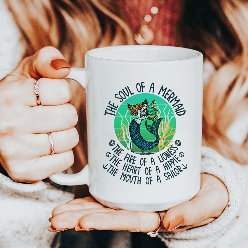 The Soul Of A Mermaid Ceramic Mug 15 oz White One Size