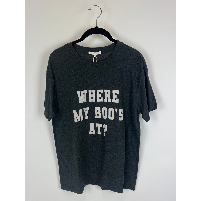 “Where My Boo’s At?” Dark Heathered Gray Tee – Size 4/6