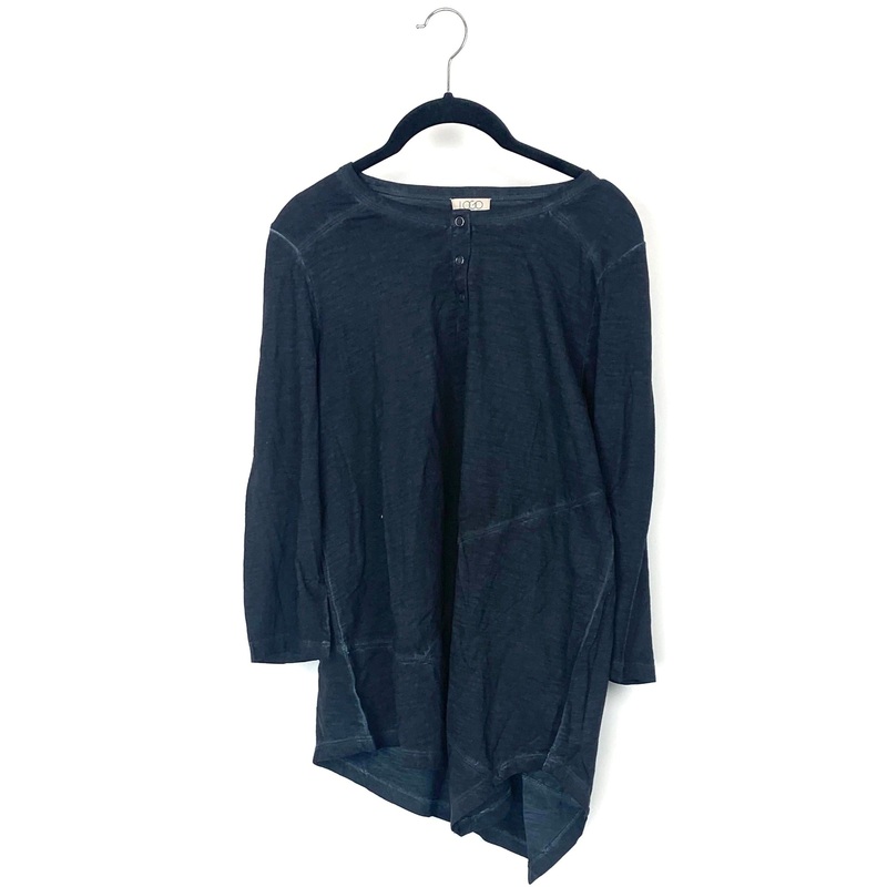 Black Button Up Quarter Sleeve – Small