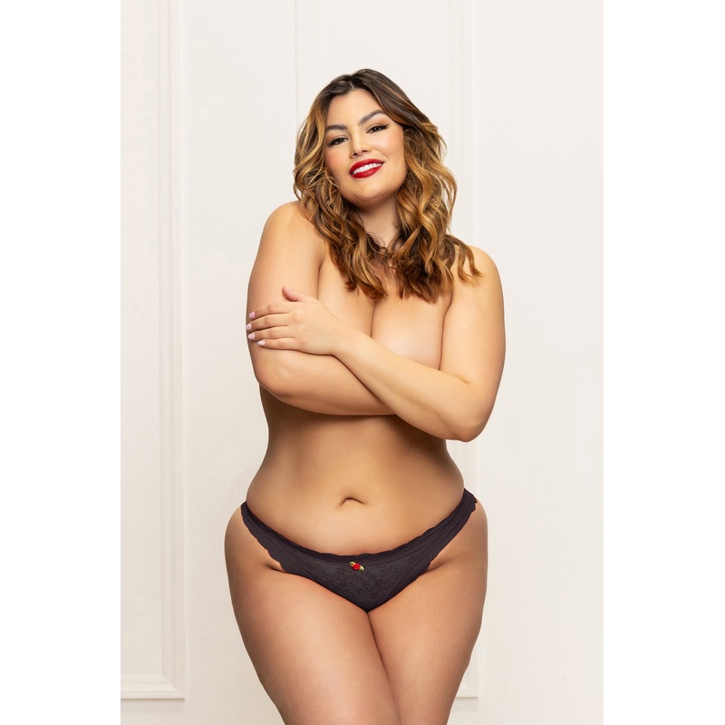 Lace Panty With Heart Cut Out Back – XL – Black