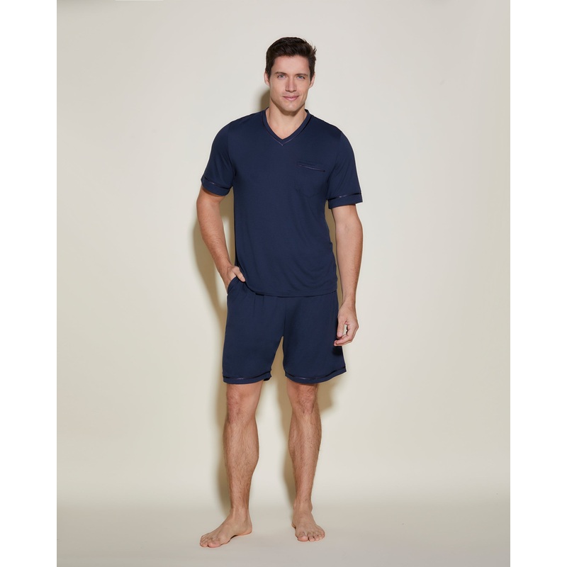 Men’s Short Sleeve Top & Shorts Pajama Set Navy/Navy S