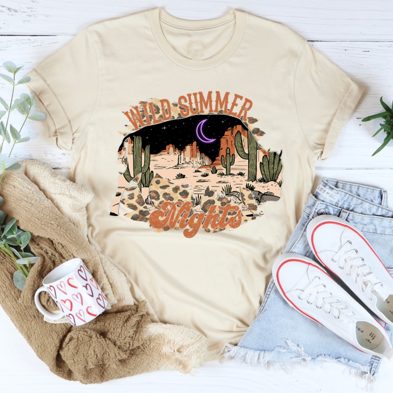Wild Summer Nights Tee Heather Dust S