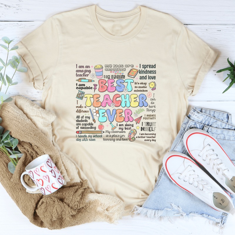 Best Teacher Ever Tee Pink S