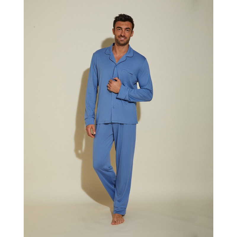 Ensemble De Pyjama Classique  Manches Longues Et Pantalon Pour Hommes Luzerne Blue/Luzerne Blue S