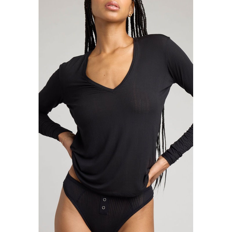 Whipped V-Neck in Black XS Black Single