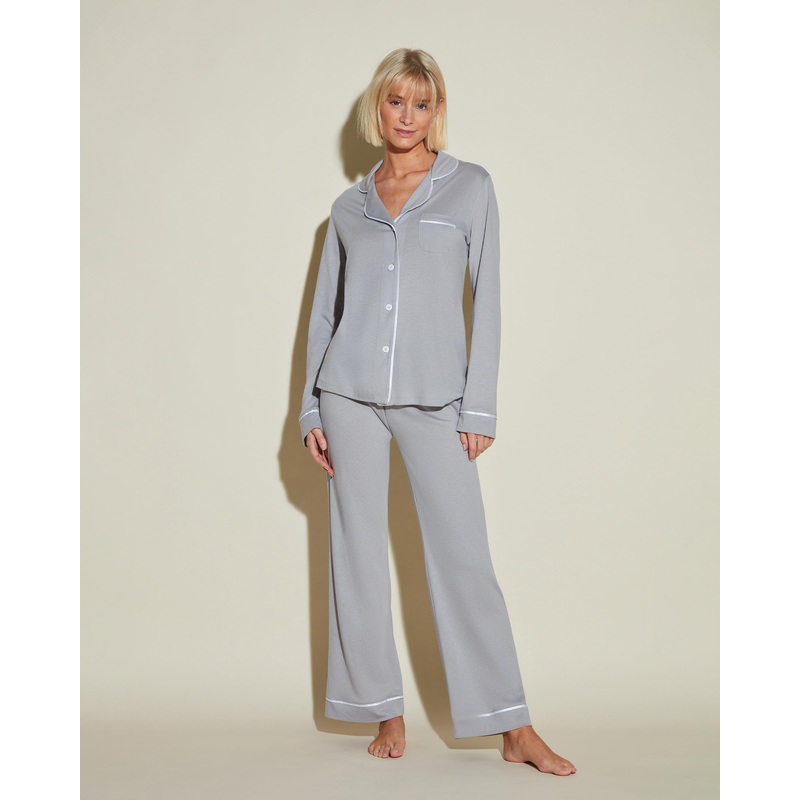 Conjunto De Pijama Con Camisa De Manga Larga Y Pantalones Dove Gray/Blanca XS
