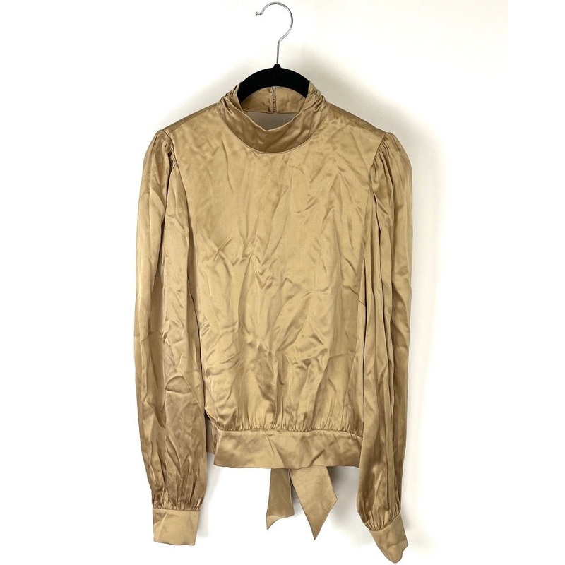 Gold Long-Sleeve Open Back Top – Size 4