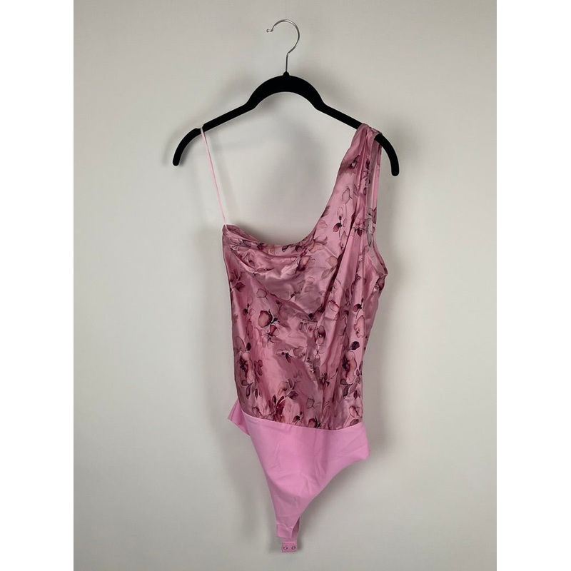 Pink Floral One Shoulder Bodysuit – Size 4-6