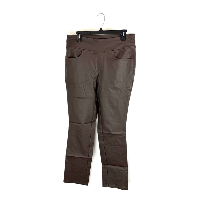 Brown Wide Leg Faux Leather Pants – Size 12
