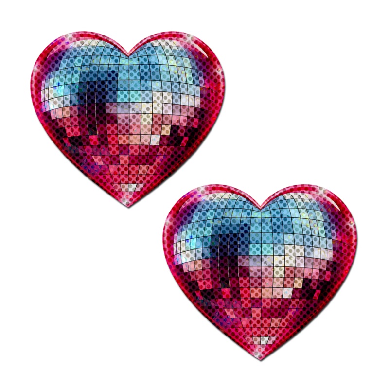 Discoball Heart Breast Pasties Sparkling Blue & Pink by Pastease