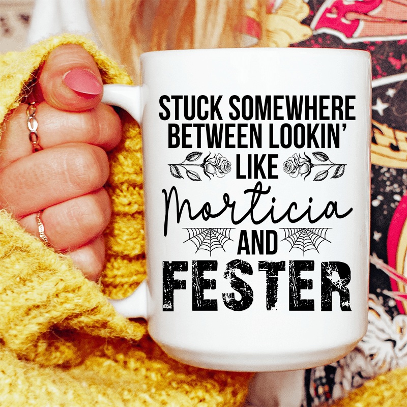 Stuck Between Looking Like Ceramic Mug 15 oz White One Size