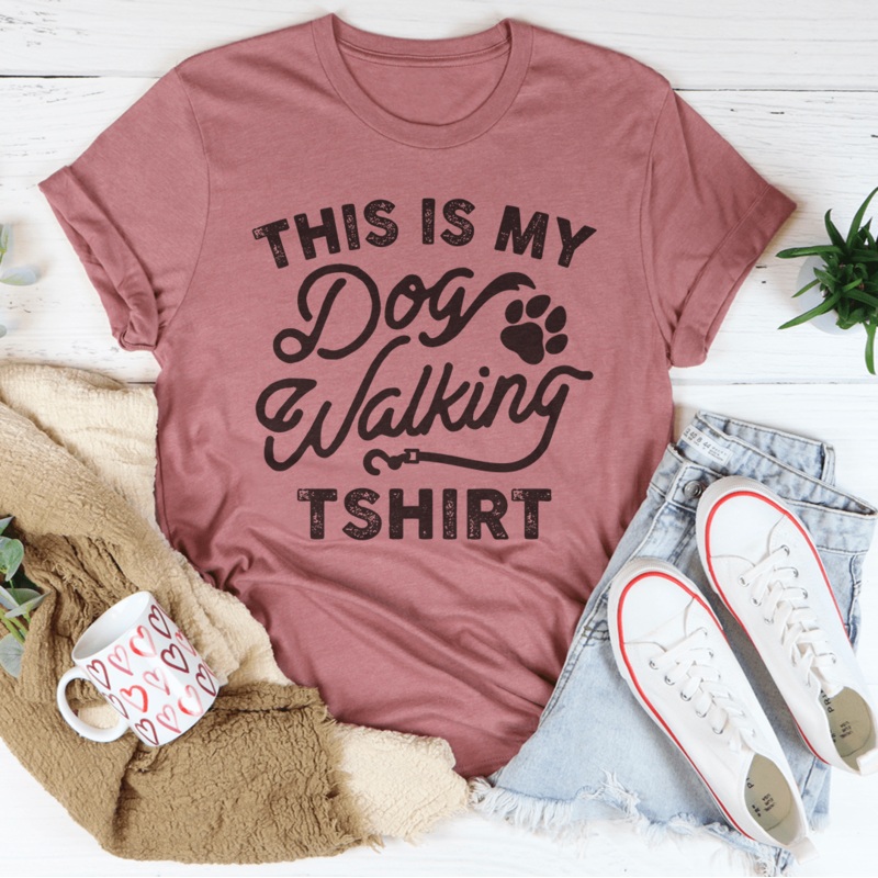 This Is My Dog Walking Tshirt Tee Mauve S