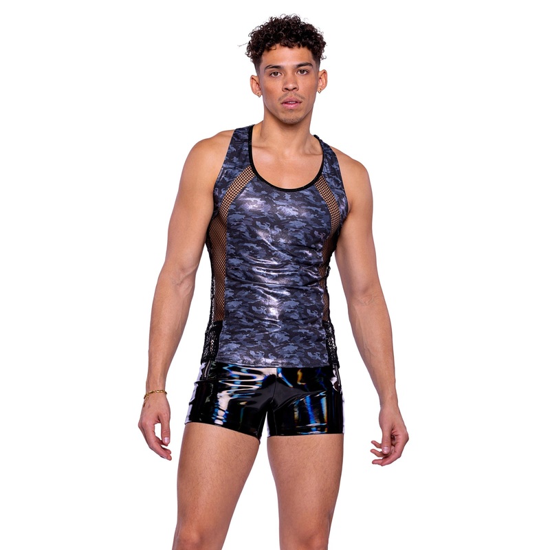 Vinyl Vibes: Iridescent Print Shorts Small Black/Multi