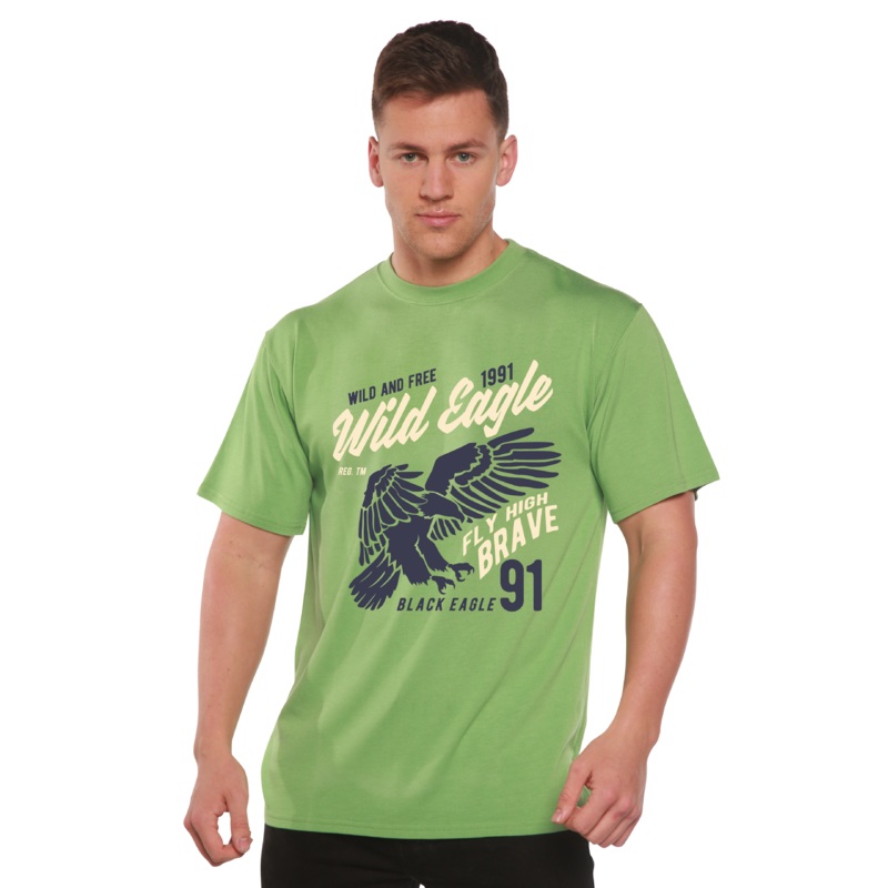 Wild Eagle Spun Bamboo Men’s Bamboo Viscose/Organic Cotton Short Sleeve Graphic T-Shirt Medium Black