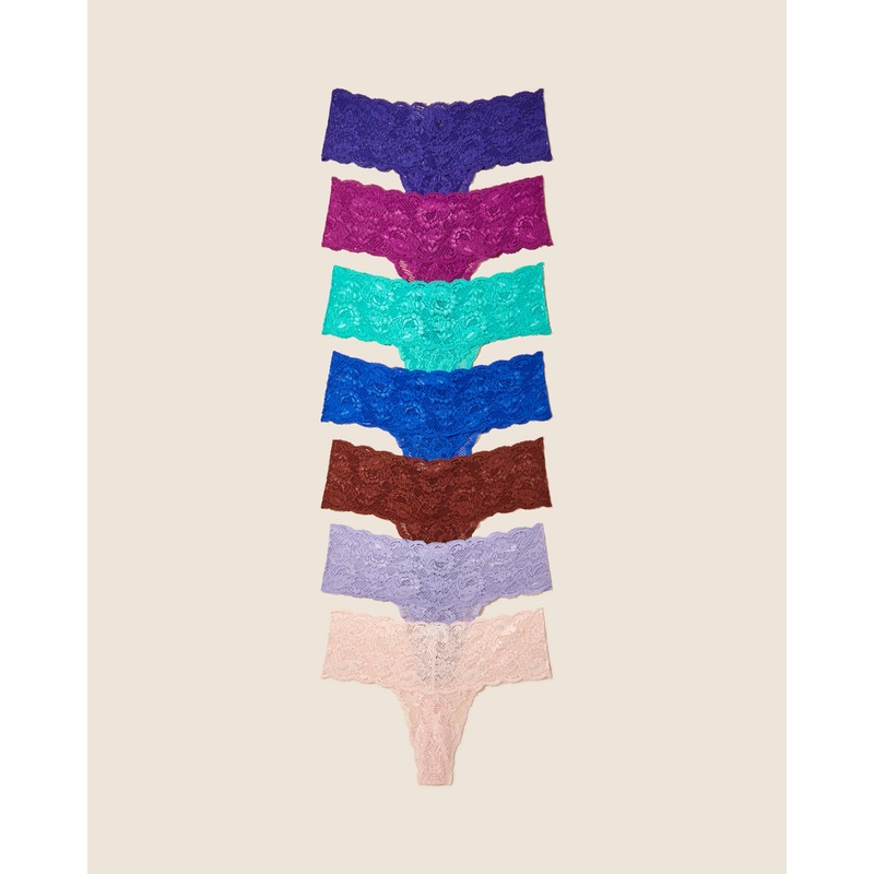 Comfie Tanga 7Er-Pack Swiss Beet Violette Cobalt Addy Green Ticino Alpine Flower Pink Lilly S/M