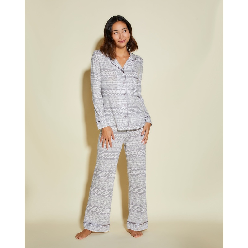 Petite Langarm Top & Hose Pyjama-Set Geo Dove Gray/Dove Gray PS