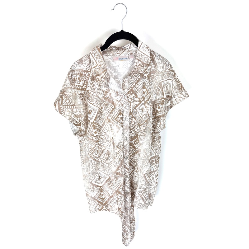 Tan Abstract Print Top – Size 6/8