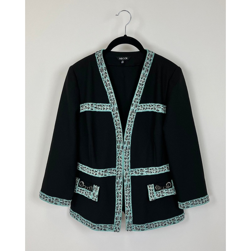 Black Knit Trim Cropped Sleeve Cardigan – Size 2-4