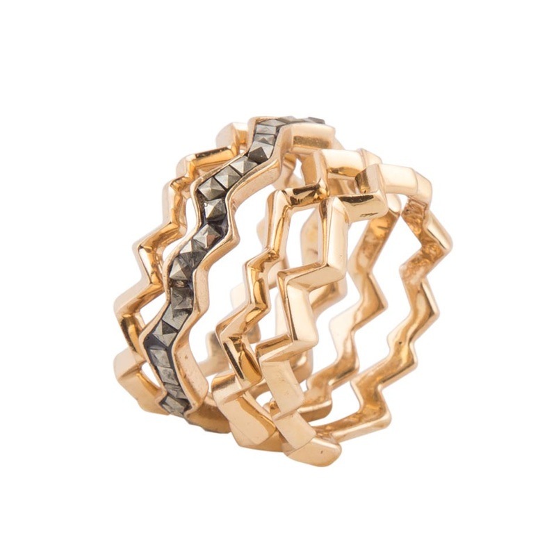 Marcasite and Bronze Stack Ring Set 5