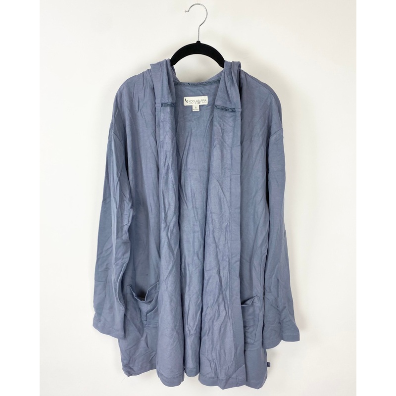 Blue-Grey Open Hooded Cardigan – Small