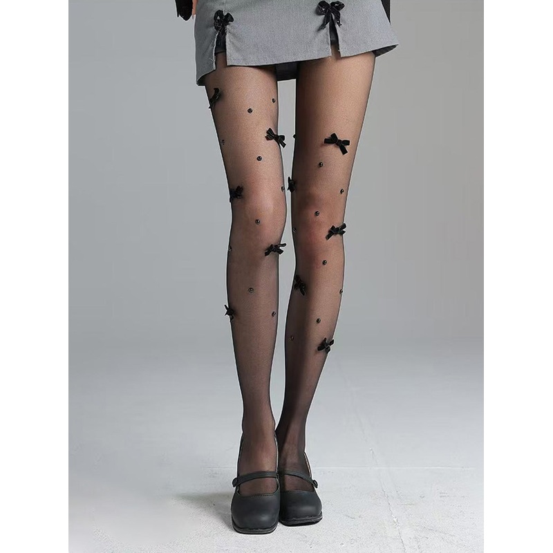 Sexy Sheer Mesh Tights BLACK BOW F