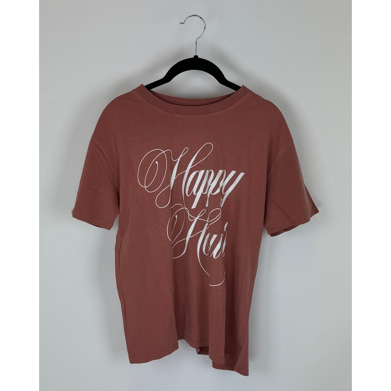 Vintage Wash Red Happy Hours T-Shirt – Size 4/6