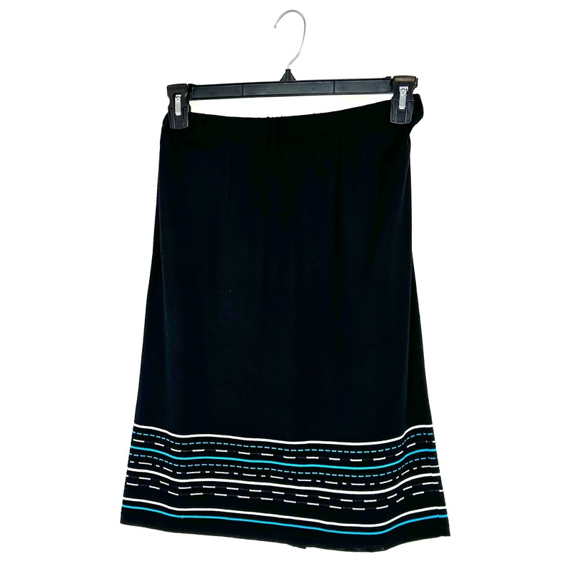 Black Midi- Pencil Skirt with Blue Detailing – Extra Small