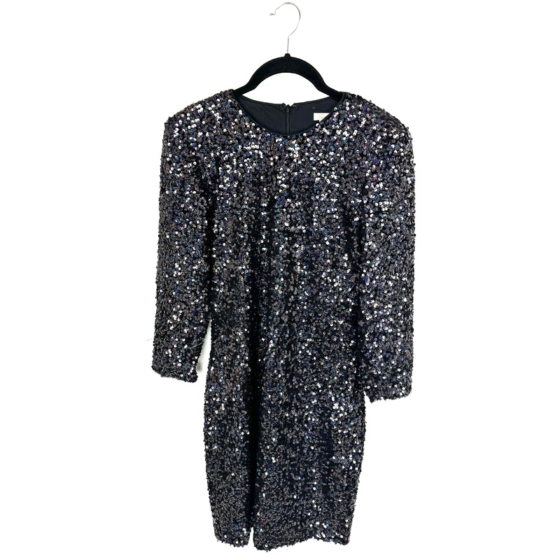 Black Sequined Knee-Length Dress – Size 2