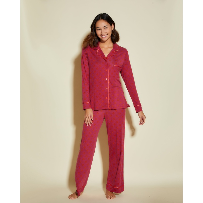 Ensemble Pyjama Haut  Manches Longues Et Pantalon, Petite Diamond Deep Ruby/Sahara PS