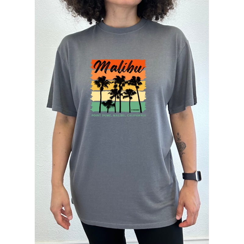 Malibu Unisex Bamboo Viscose/Organic Cotton Short Sleeve Graphic T-Shirt Medium Black